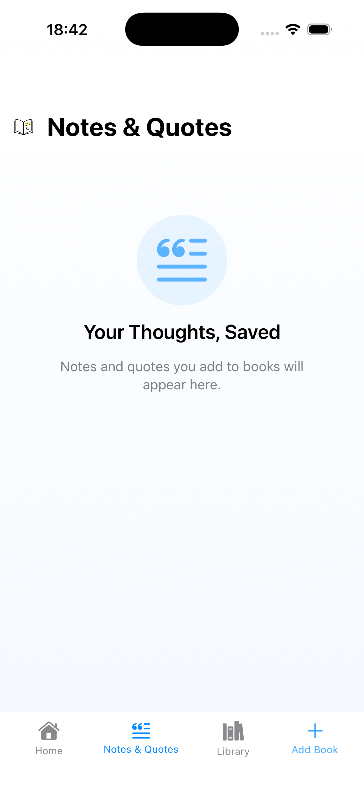 Notes & Quotes empty state